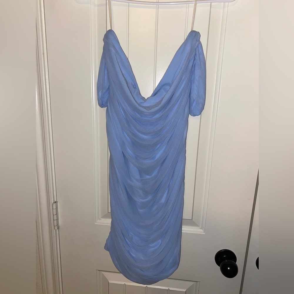 Maternity Off the shoulder, ruched bodycon dress. - Picture 2 of 4